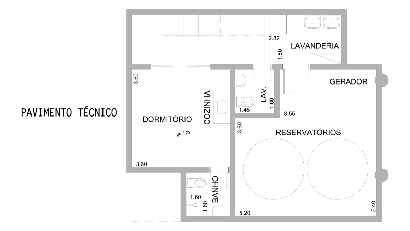 Projeto arquitetonico aprovado na Cetesb, Prefeitura e Condominio - Terreno 415 - Pavimento técnic