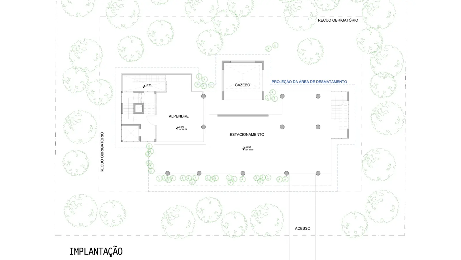 Projeto arquitetonico aprovado na Cetesb, Prefeitura e Condominio - Terreno 415 - Mancha de Implantação