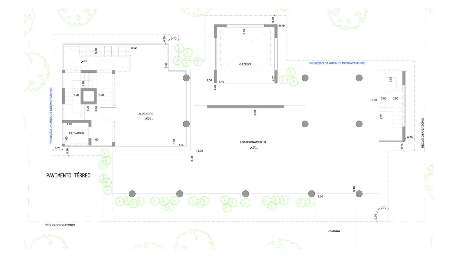 Projeto arquitetonico aprovado na Cetesb, Prefeitura e Condominio - Terreno 415 - Pavimento Térreo
