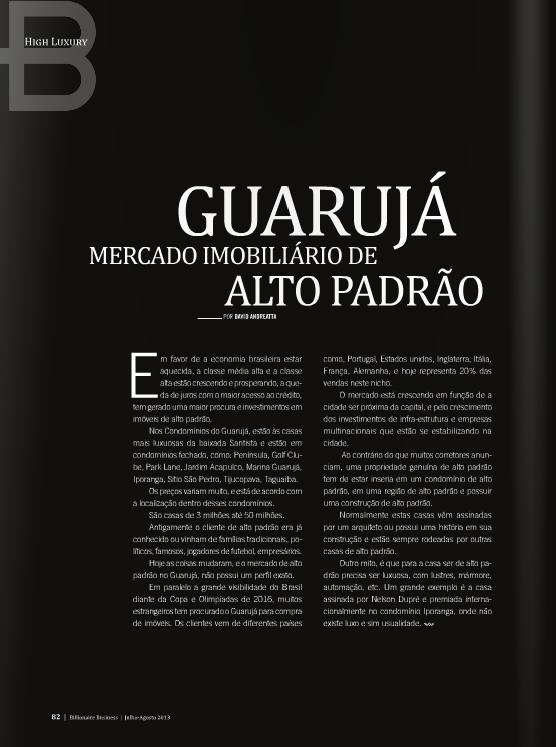 Billionaire Business — David Andreatta assina a coluna da revista