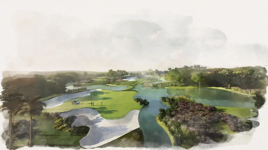 Campo de golfe de 18 buracos por Greg Norman no Boa Vista Estates